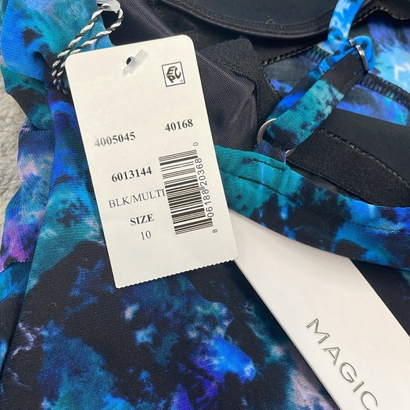 NWT Magicsuit Peace Out Rita Tiered Ruffle Swim Tankini Top Blue Sz 10 - Picture 7 of 9